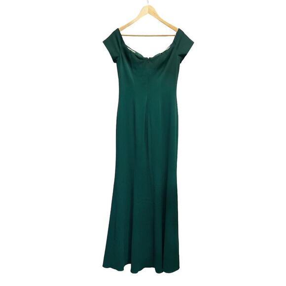 Badgley Mischka Green Off‎ The Shoulder Maxi Dress Women’s Size 6 - Picture 6 of 7